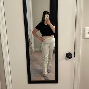 Tan linen cotton blend light weight Uniqlo pants